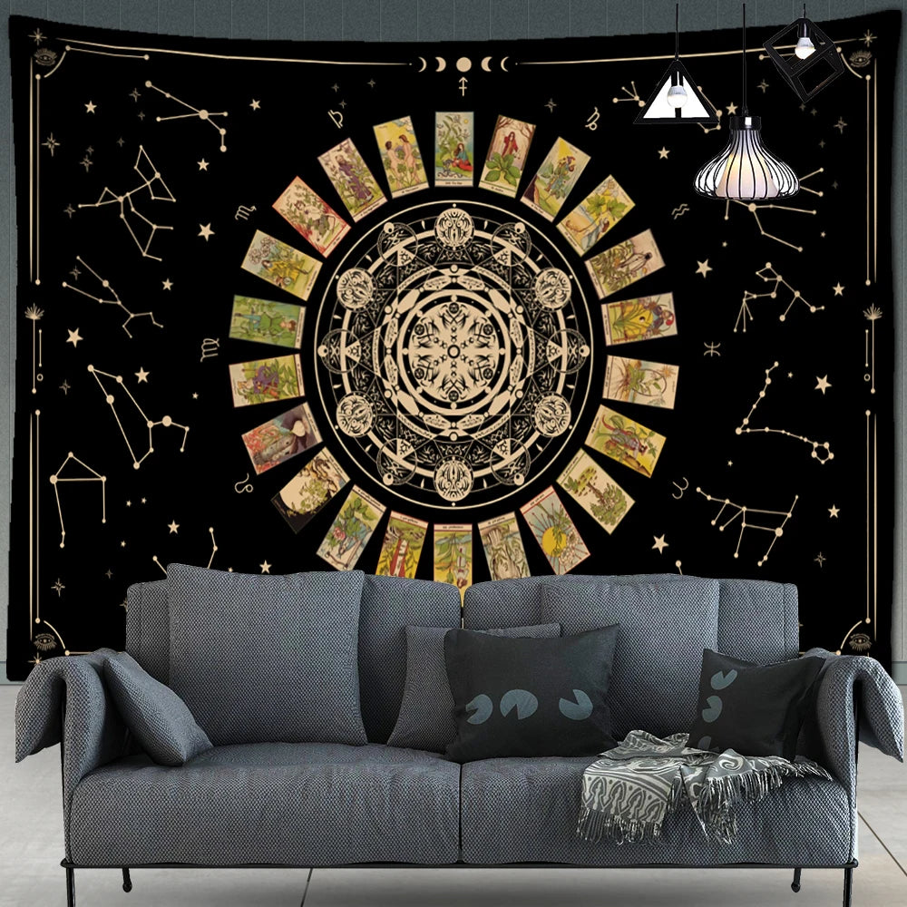 Tapete de parede Mandala Sol e Lua Black and White