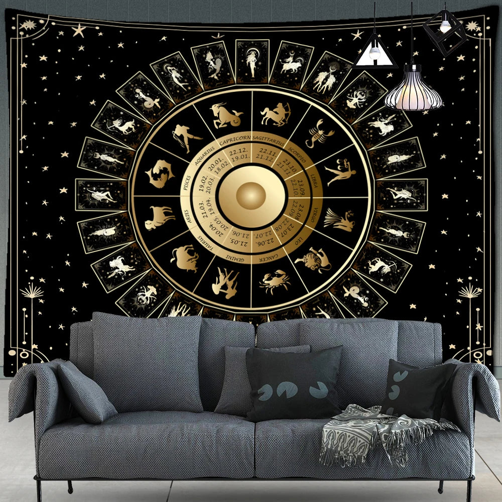 Tapete de parede Mandala Sol e Lua Black and White