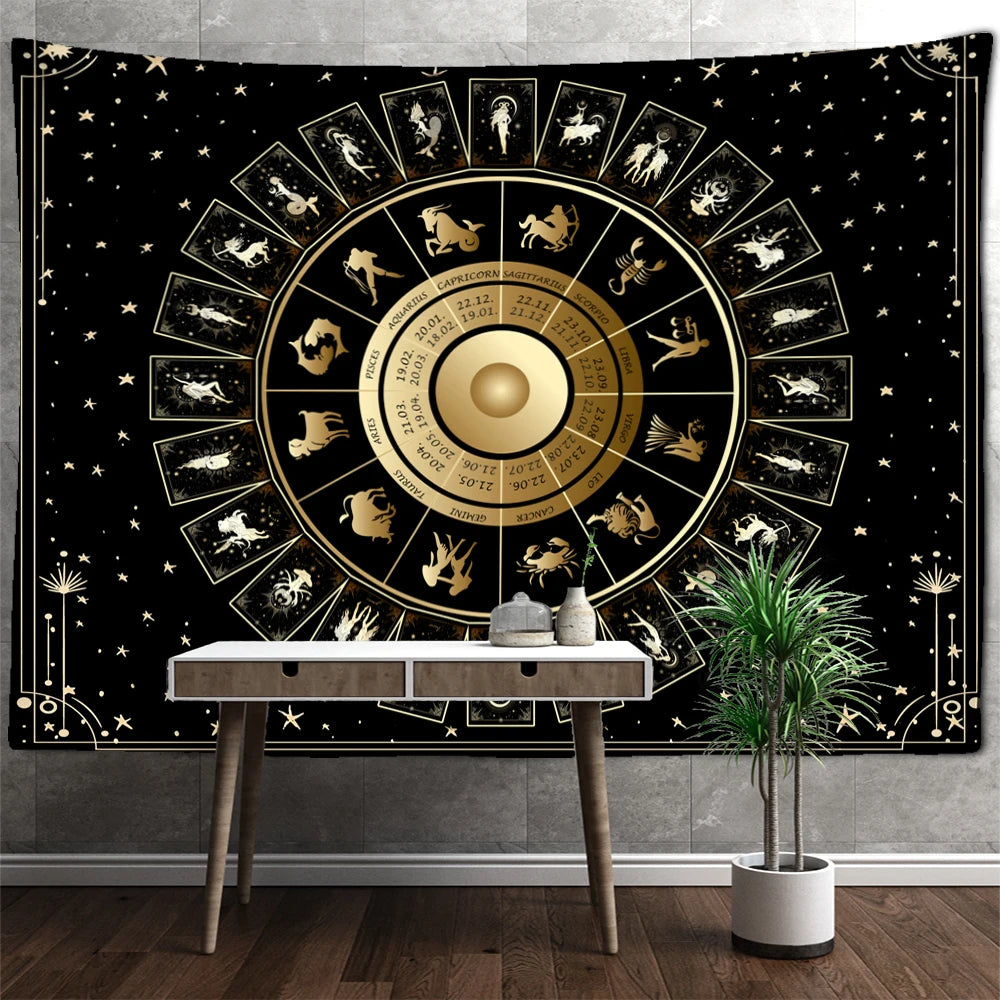 Tapete de parede Mandala Sol e Lua Black and White
