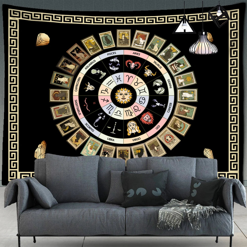 Tapete de parede Mandala Sol e Lua Black and White
