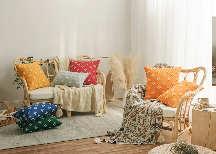 Capa de Almofada Jacquard Geométrica