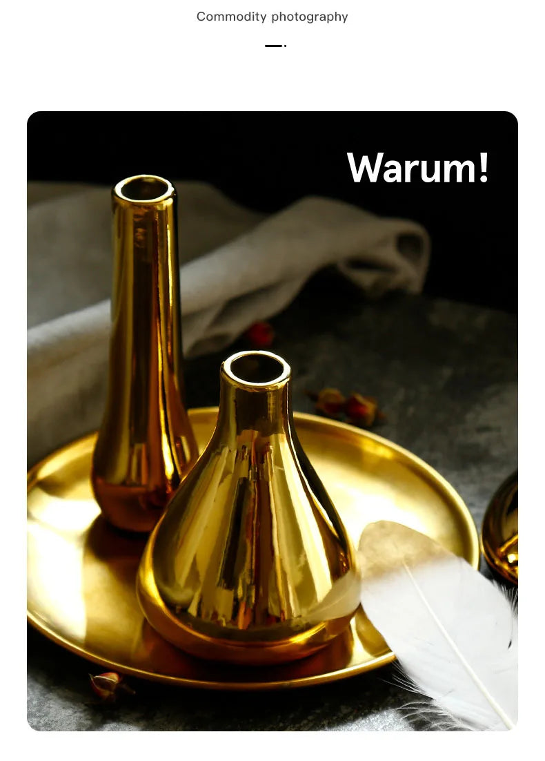 Vaso Decorativo Dourado Minimalista