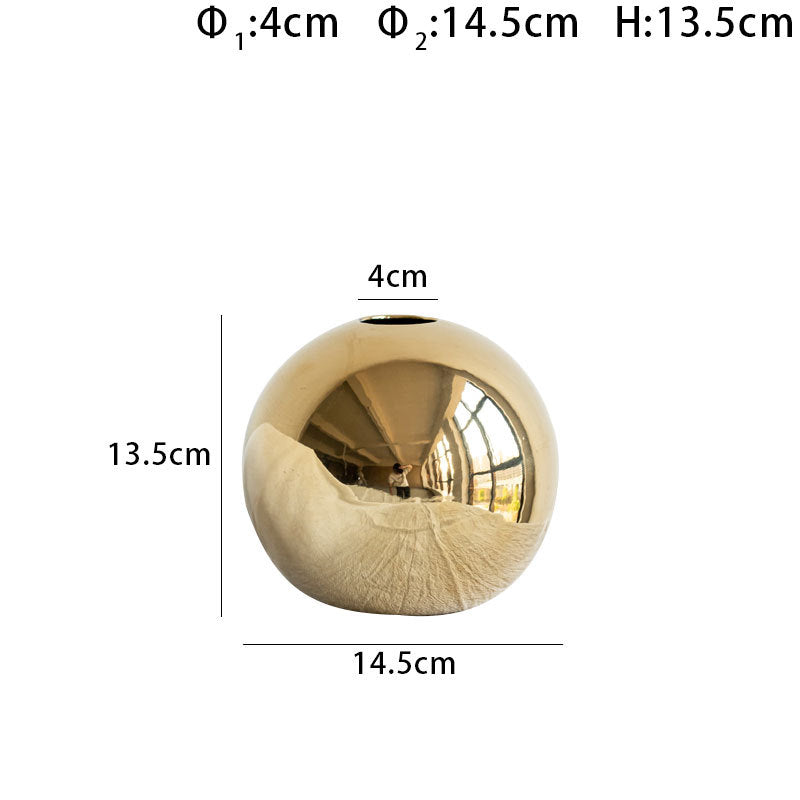 Vaso Decorativo Esférico Dourado em Cerâmica
