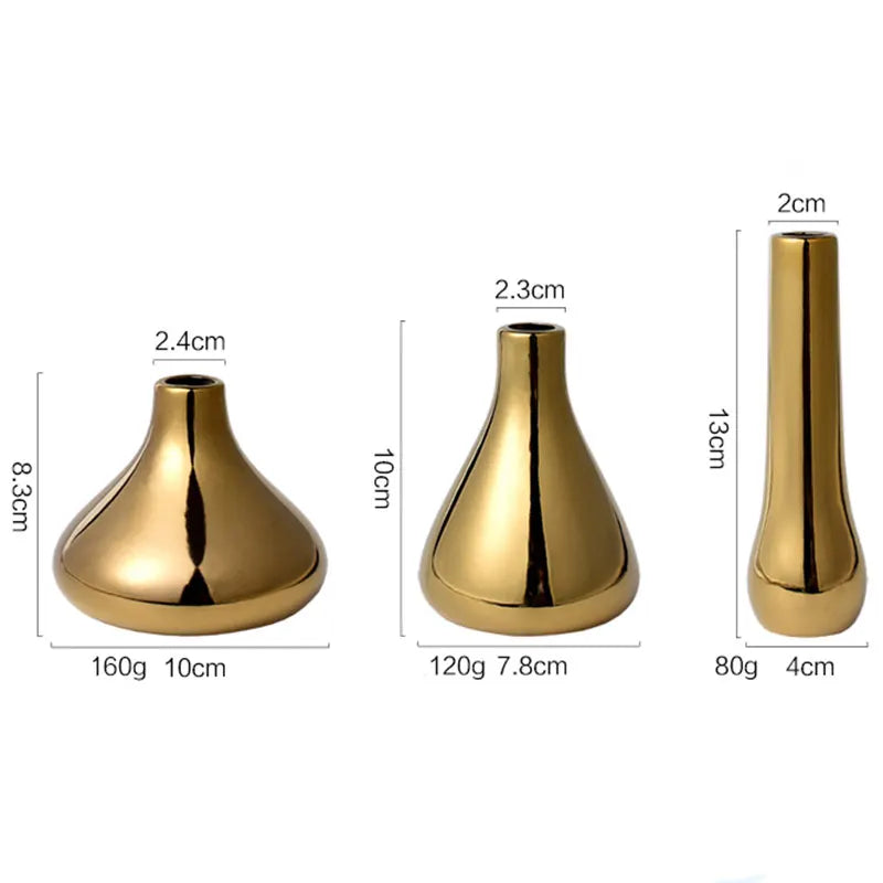 Vaso Decorativo Dourado Minimalista