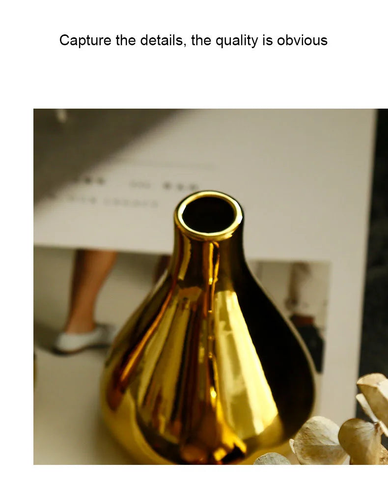 Vaso Decorativo Dourado Minimalista
