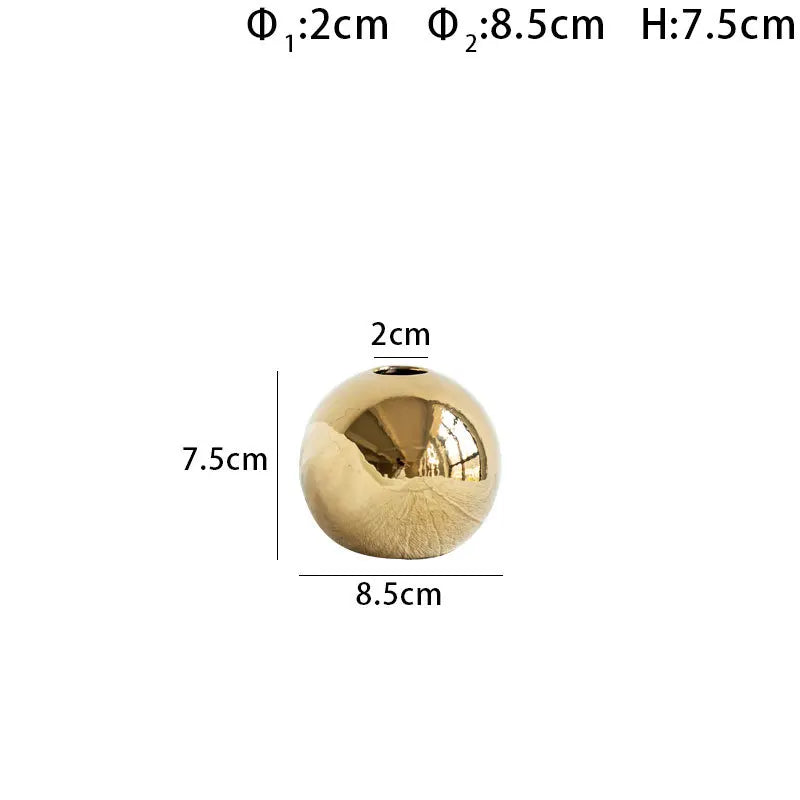 Vaso Decorativo Esférico Dourado em Cerâmica