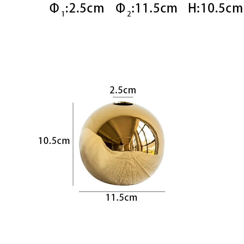 Vaso Decorativo Esférico Dourado em Cerâmica