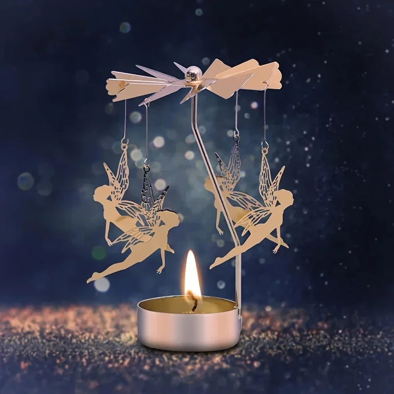 Porta-Vela Giratório em Metal Dourado