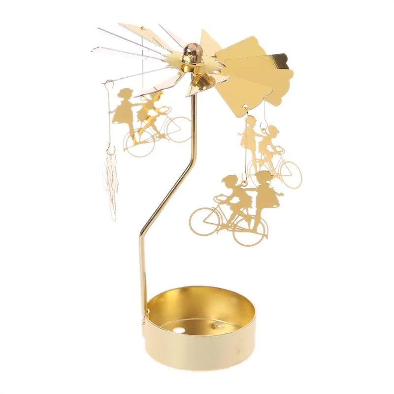 Porta-Vela Giratório em Metal Dourado
