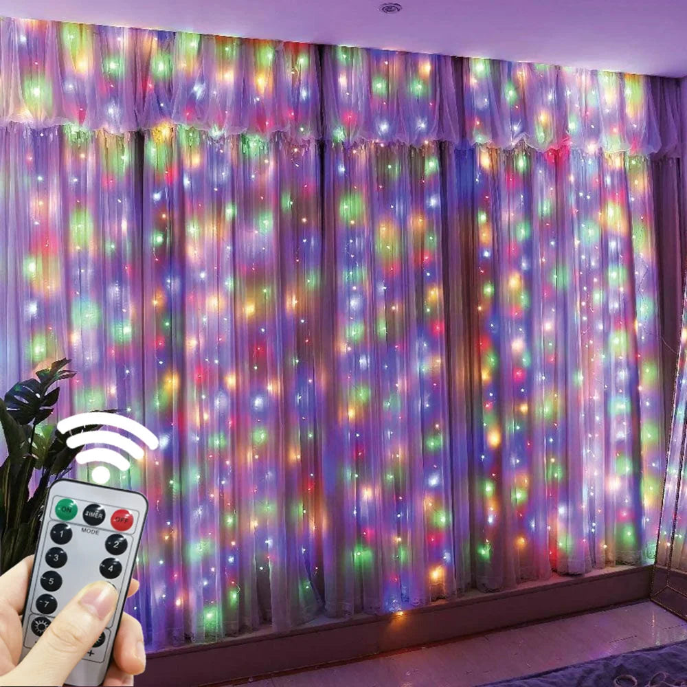 Cortina de Luz LED com Controle para Janela