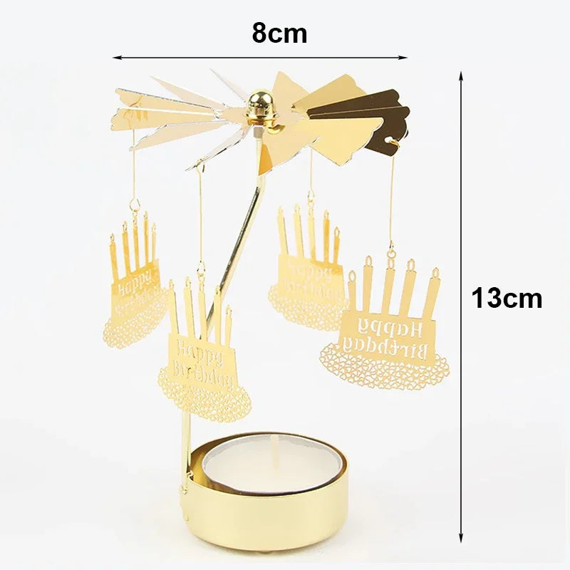 Porta-Vela Giratório em Metal Dourado