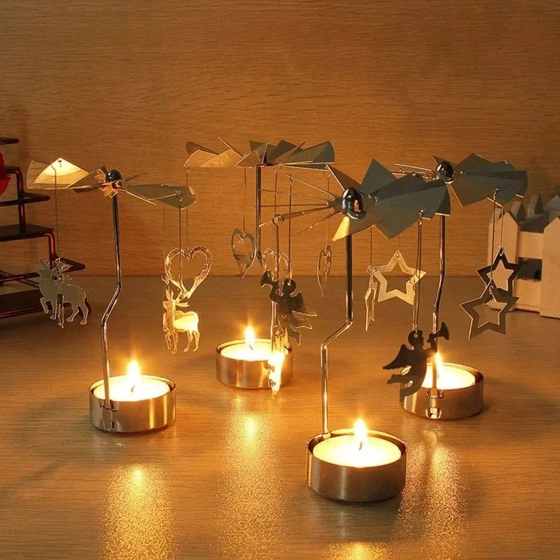 Porta-Vela Giratório em Metal Dourado