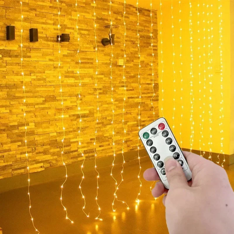 Cortina de Luz LED com Controle para Janela