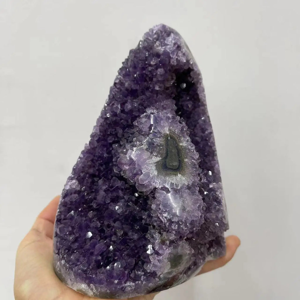 Drusa de Ametista Natural Bruta – Cristal Decorativo Feng Shui para Casa e Ambiente