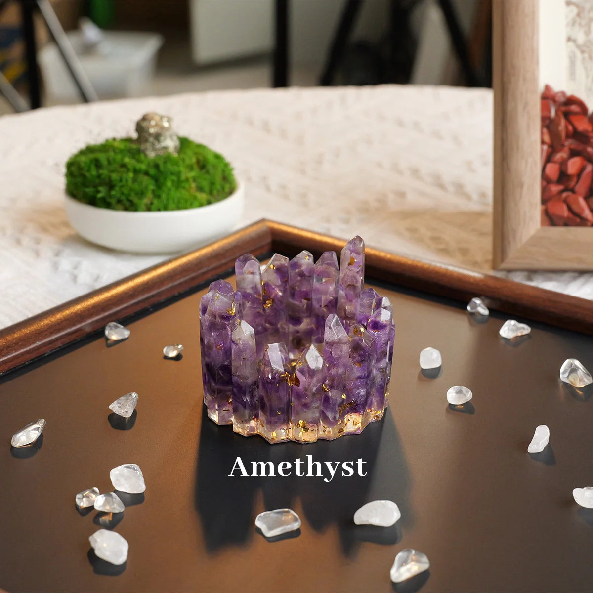 Tigela Energética de Cristais Naturais – Gerador de Energia Feng Shui para Meditação e Decoração