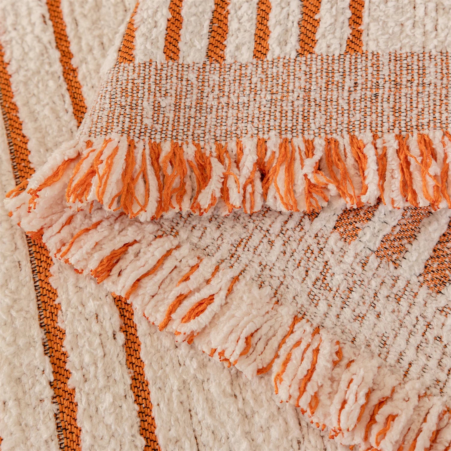 Manta Jacquard Geométrica com Franjas – Sofá e Decoração