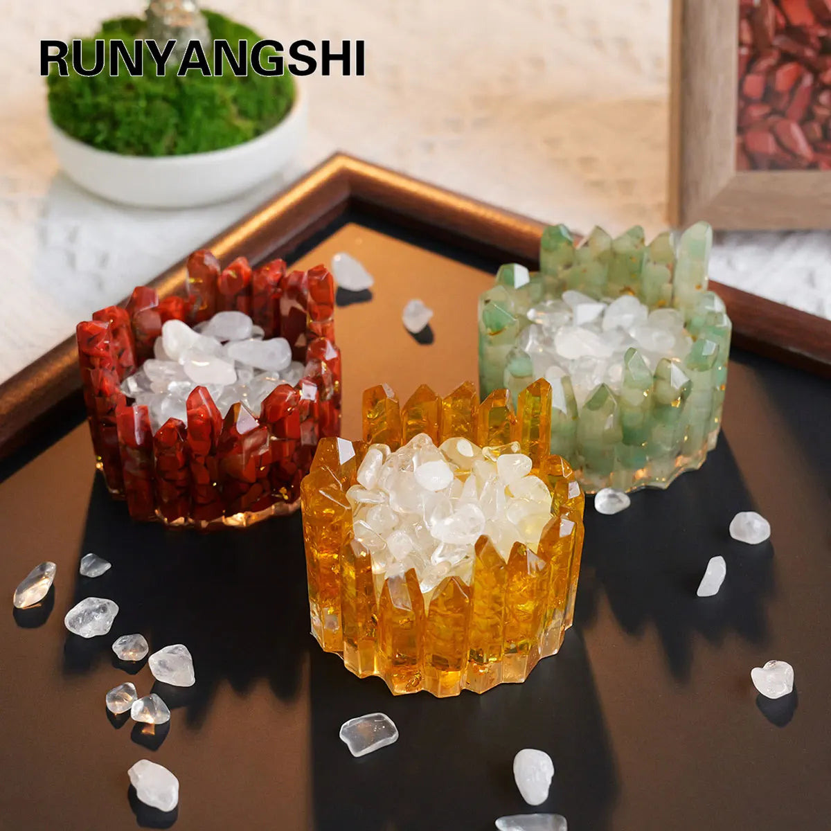 Tigela Energética de Cristais Naturais – Gerador de Energia Feng Shui para Meditação e Decoração