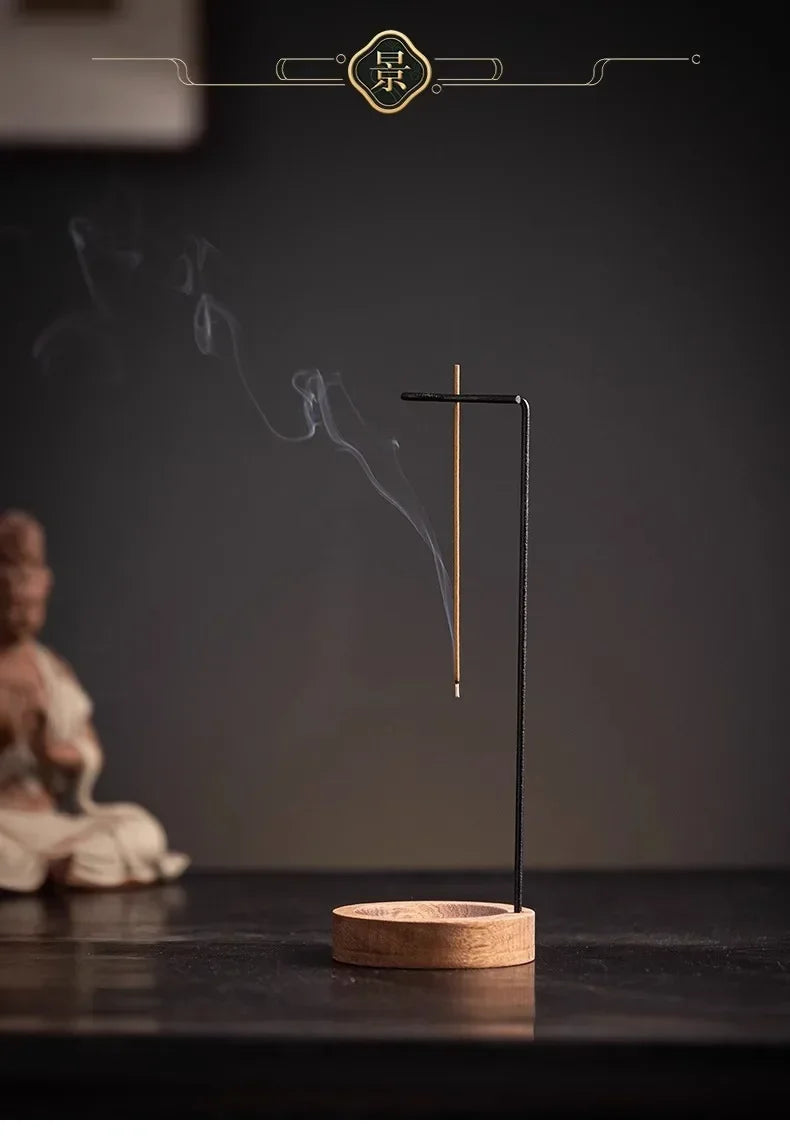 Porta-Incenso Invertido Criativo em Madeira – Design Minimalista Zen