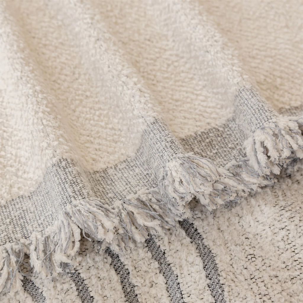 Manta Jacquard Geométrica com Franjas – Sofá e Decoração