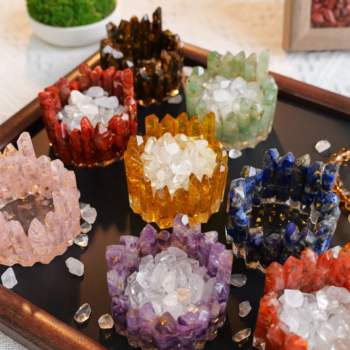 Tigela Energética de Cristais Naturais – Gerador de Energia Feng Shui para Meditação e Decoração