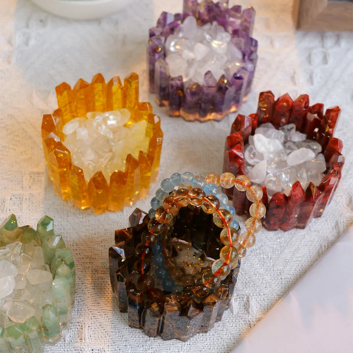 Tigela Energética de Cristais Naturais – Gerador de Energia Feng Shui para Meditação e Decoração